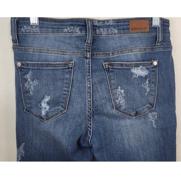 Judy Blue Jeans Womens Size 5/27 Skinny Distressed Cheetah Punk Skater Biker Fun - Picture 5 of 8